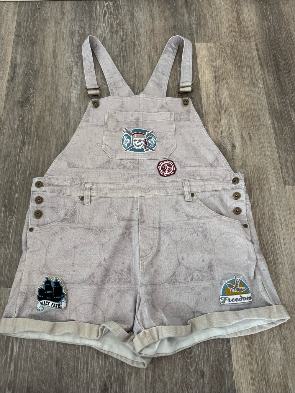 Disney Pirates of the Caribbean Icons Short Overalls w/ patches